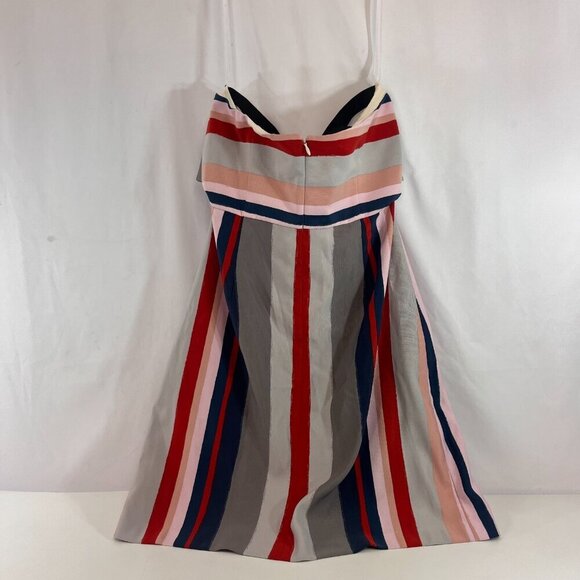 Sam Edelman Strapless Bow Mini Dress Womens Size 10 Multicolor Striped NWT - Picture 2 of 14